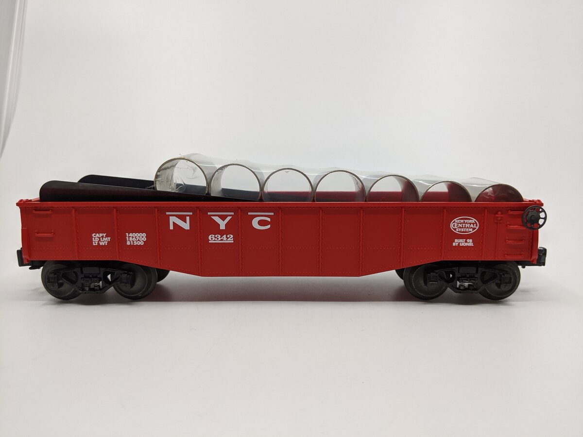 Lionel 6-19429 O Gauge New York Central Culvert Gondola w/ Culverts #6342 LN/Box