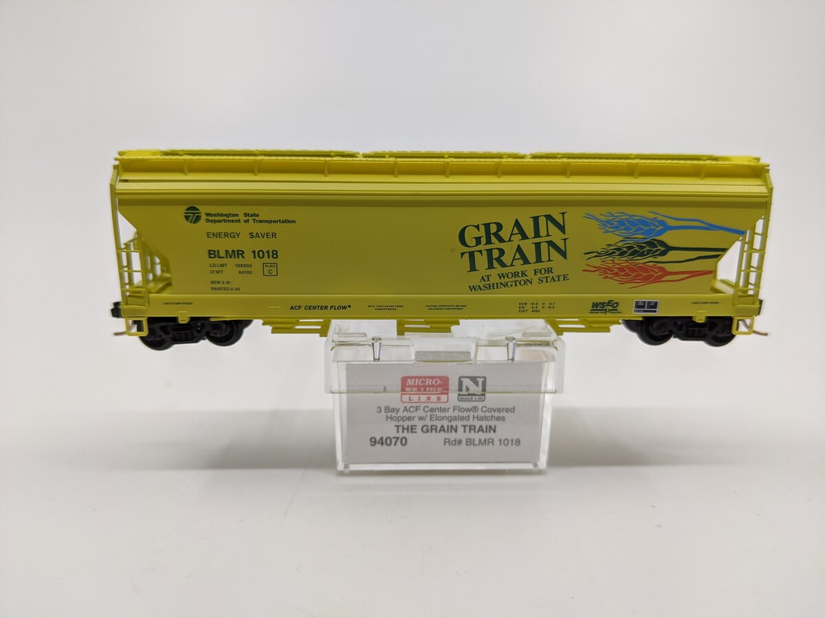 Micro-Trains 09400070 N Grain Train 3-Bay ACF Covered Hopper #1018 LN/Box
