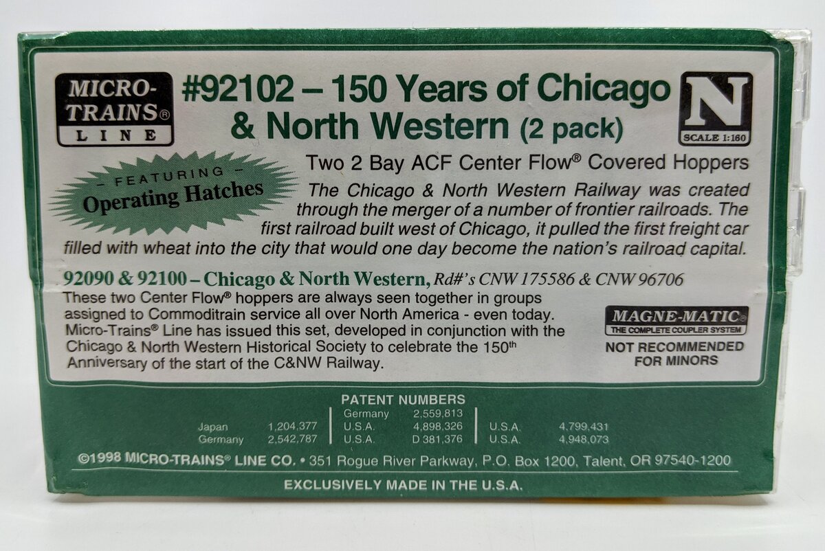 Micro-Trains 09200102 N 150 Years of Chicago & North Western Hoppers (Set of 2) MT/Box