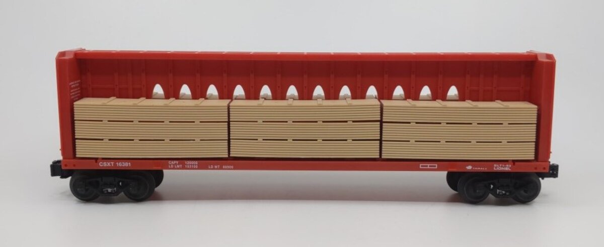 Lionel 6-16381 O Gauge CSXT Center I-Beam Flatcar w/ Wood Load EX/Box