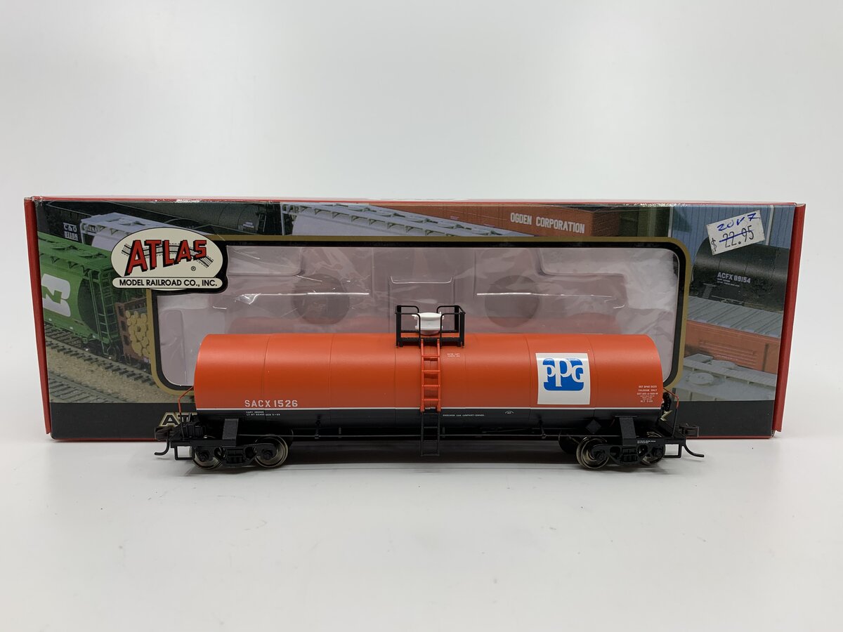 Atlas 1557-2 HO Scale PPG 17,360 Gallon Tank Car #SACX 1526 MT/Box