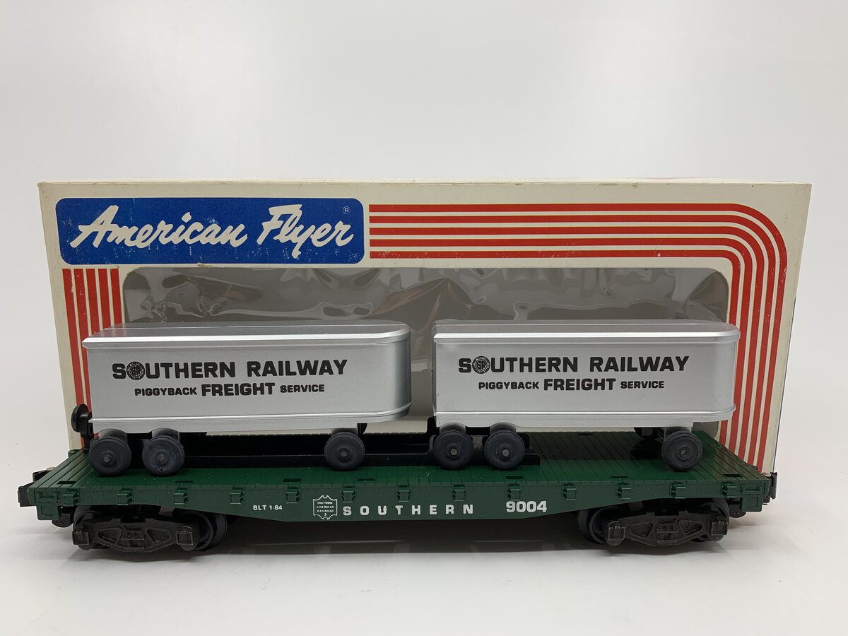 American Flyer 4-9004 S Gauge Southern Flatcar with Trailers NIB