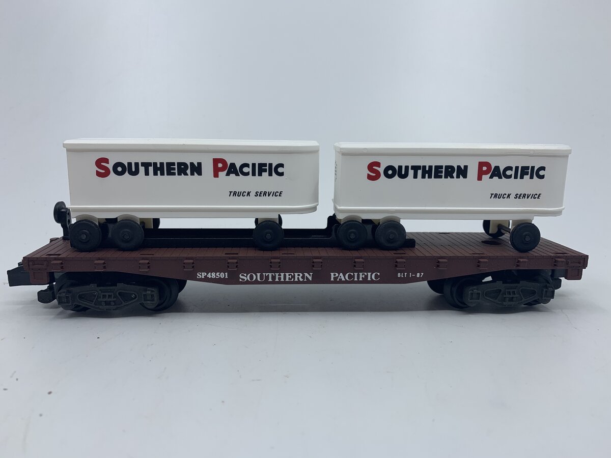 American Flyer 6-48501 S Gauge Southern Pacific Flatcar w/ Trailers EX/Box