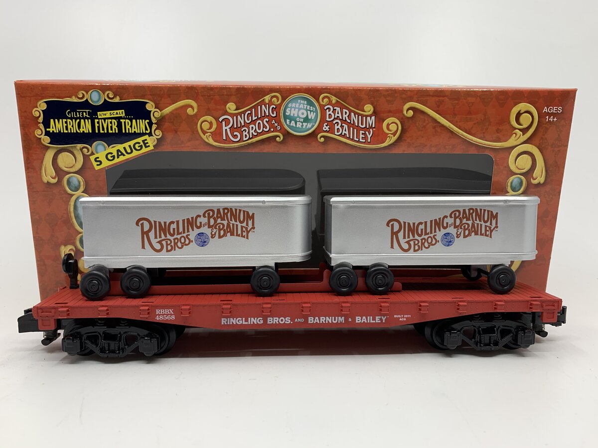 American Flyer 6-48568 S Ringling Bros. Flatcar with Piggyback Trailers NIB