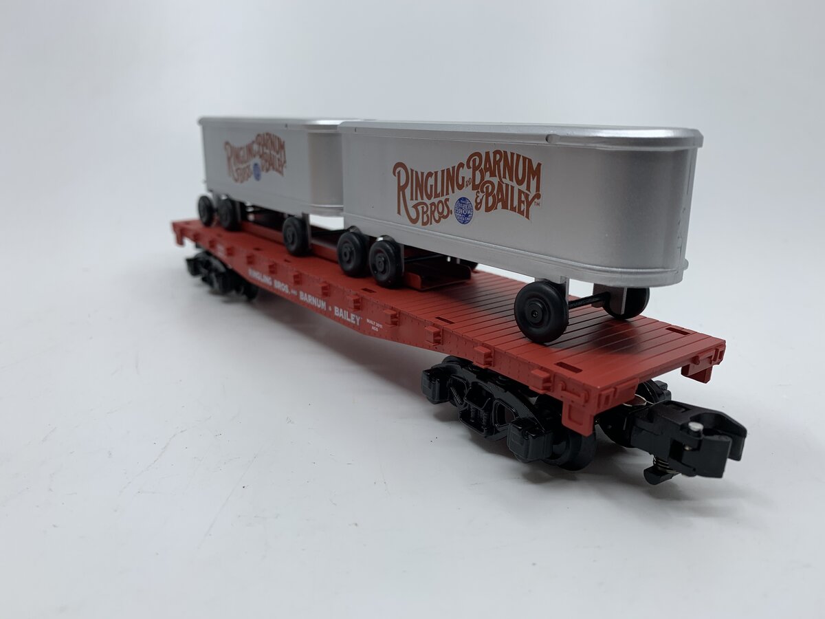 American Flyer 6-48568 S Ringling Bros. Flatcar with Piggyback Trailers NIB