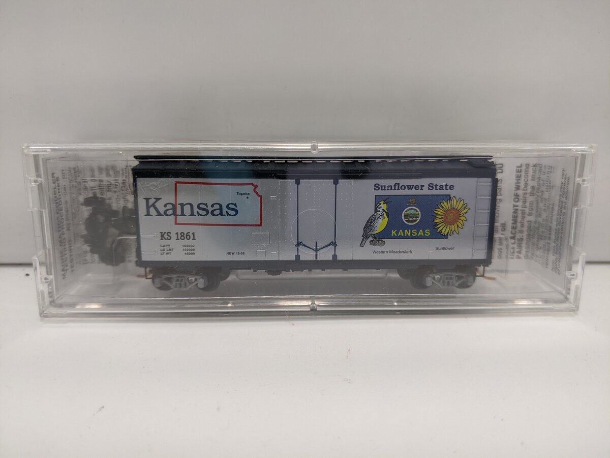 Micro-Trains 02100396 N Scale Kansas State 40' Standard Plug Door Boxcar #1861 LN/Box