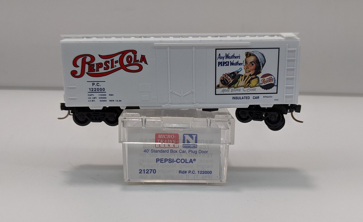 Micro-Trains 02100270 N Pepsi-Cola 40' Standard Steel Plug Door Boxcar #122000