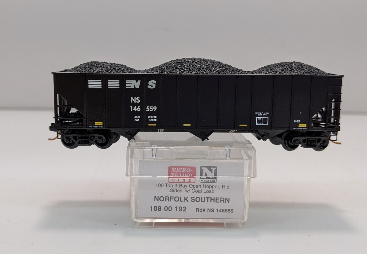 Micro-Trains 10800192 N NS 100-Ton 3-Bay Rib Side Open Hopper w/Load #146559 LN/Box