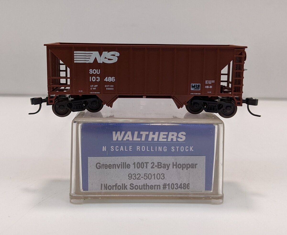 Walthers 932-50103 Norfolk Southern Greenville 100T 2-Bay Hopper #103486