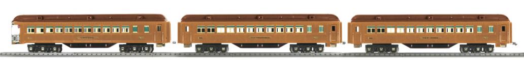 MTH 11-40081 Std. Gauge Two-Tone Brown Show Room Passenger Set (Set of 3) NIB