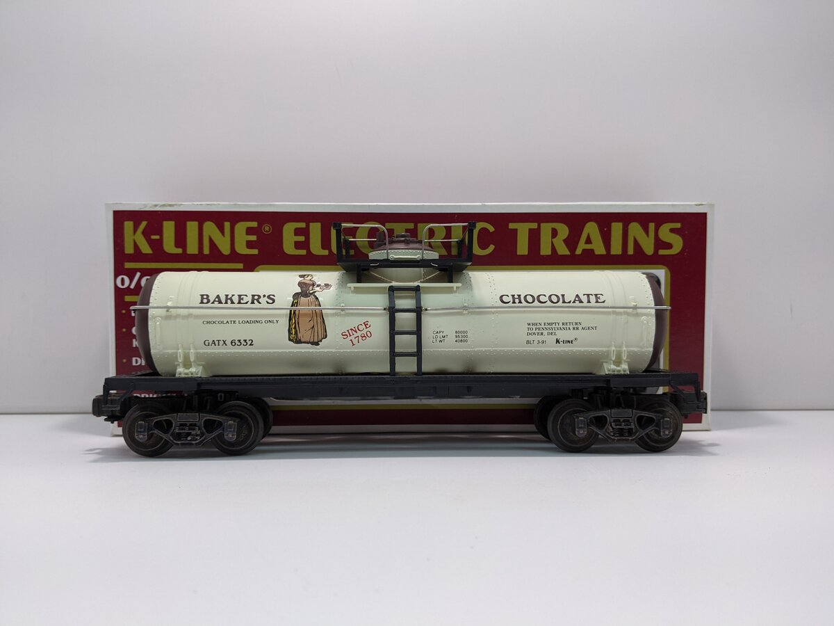 K-Line K6332 O Gauge Bakers Chocolate Classic Tank Car LN/Box