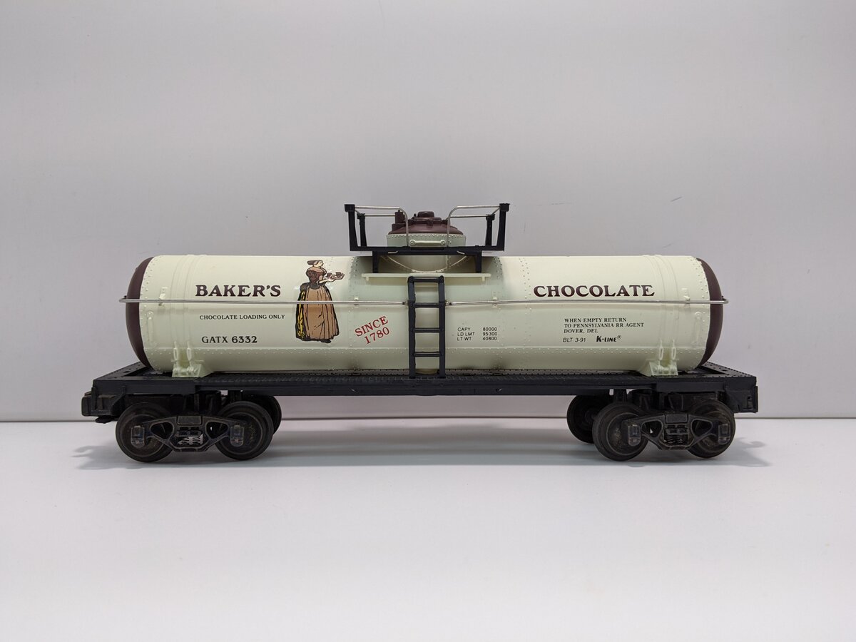 K-Line K6332 O Gauge Bakers Chocolate Classic Tank Car LN/Box