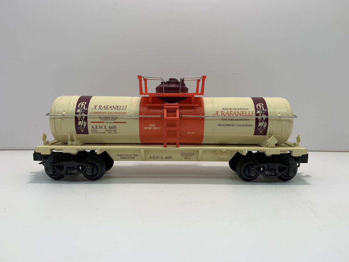 K-Line K632-9011 O A Rafanelli 1999 TCA NORCAL Division Wine Tank Car #4685 NIB