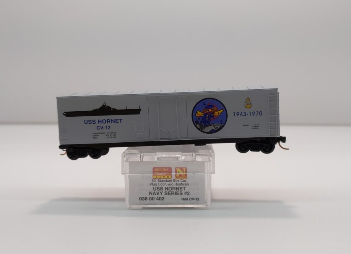Micro-Trains 03800402 N Scale Navy Series USS Hornet 50' Standard Boxcar #CV-12 NIB