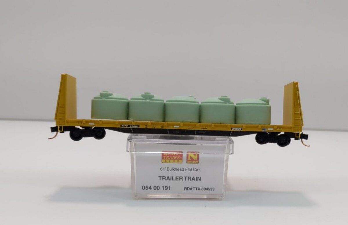 Micro-Trains 05400191 N TTX Trailer Train 61' Bulkhead Flatcar w/Load #804533