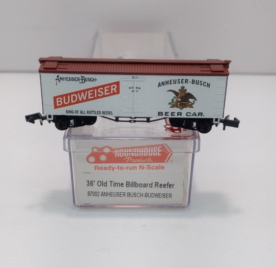 Roundhouse 87002 N Anehuser Busch-Budwiser 36' Old Time Billboard Reefer Car #3 NIB