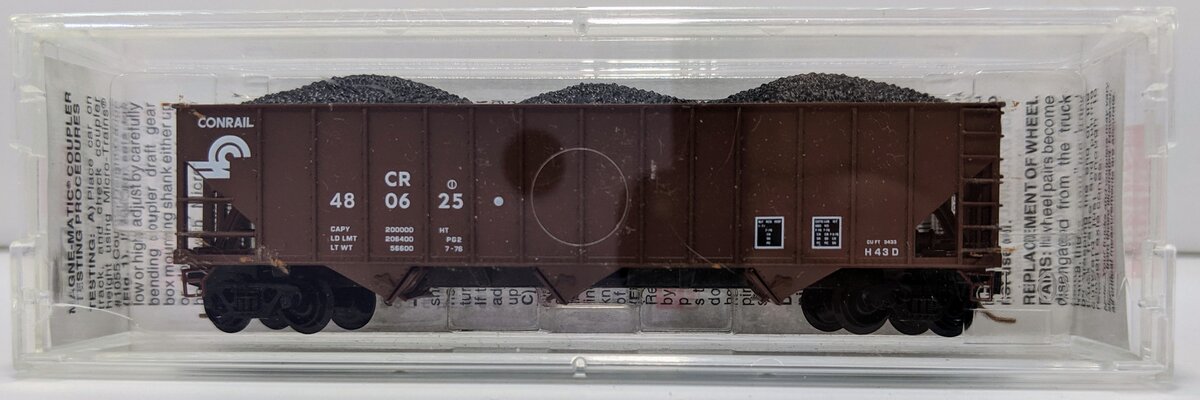 Micro-Trains 10800030 N Conrail 100-Ton 3-Bay Rib Side Hopper w/Load #480625 LN/Box