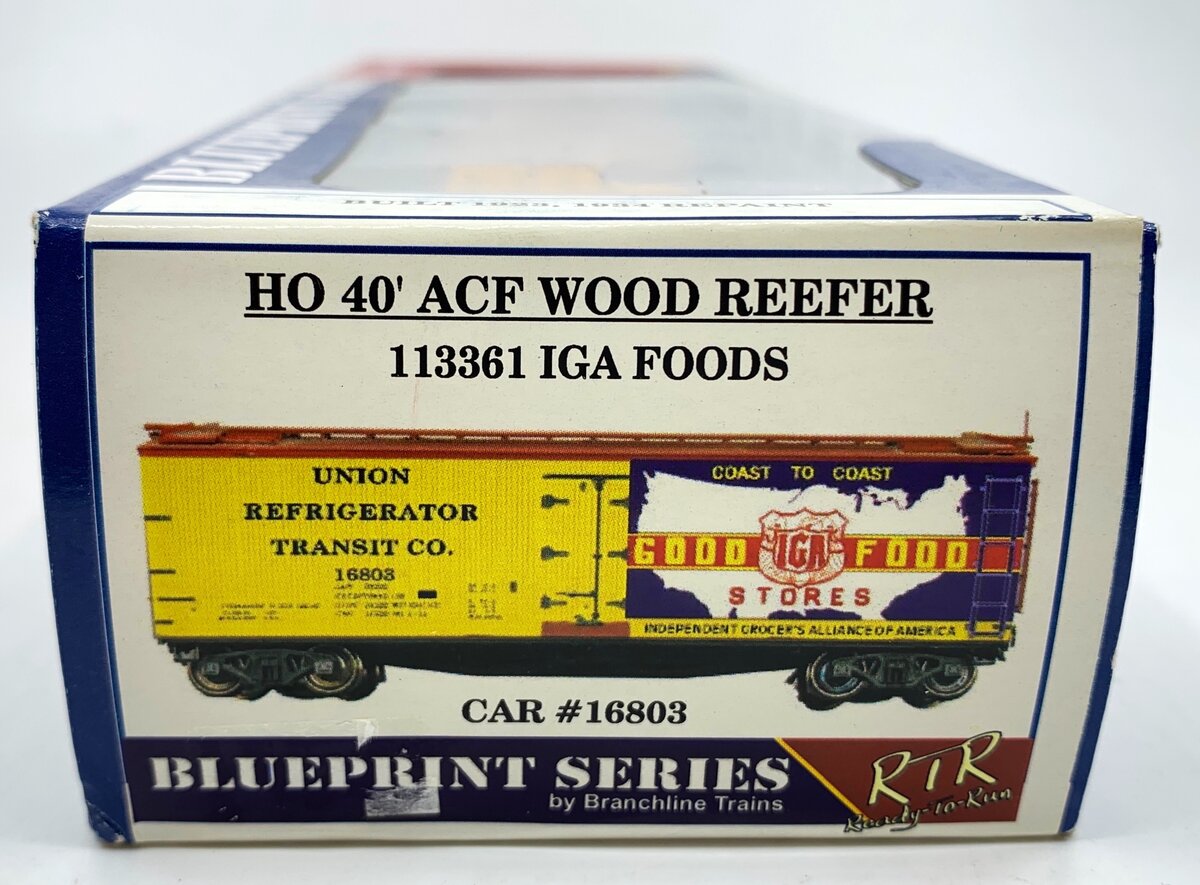 Branchline Trains 1336 HO IGA Foods 40' ACF Wood Reefer # 16803 Kit