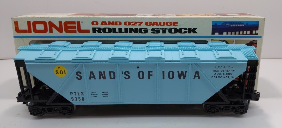 Lionel 6-9358 O Gauge LCCA-1980 Sands Of Iowa Covered Hopper Car NIB