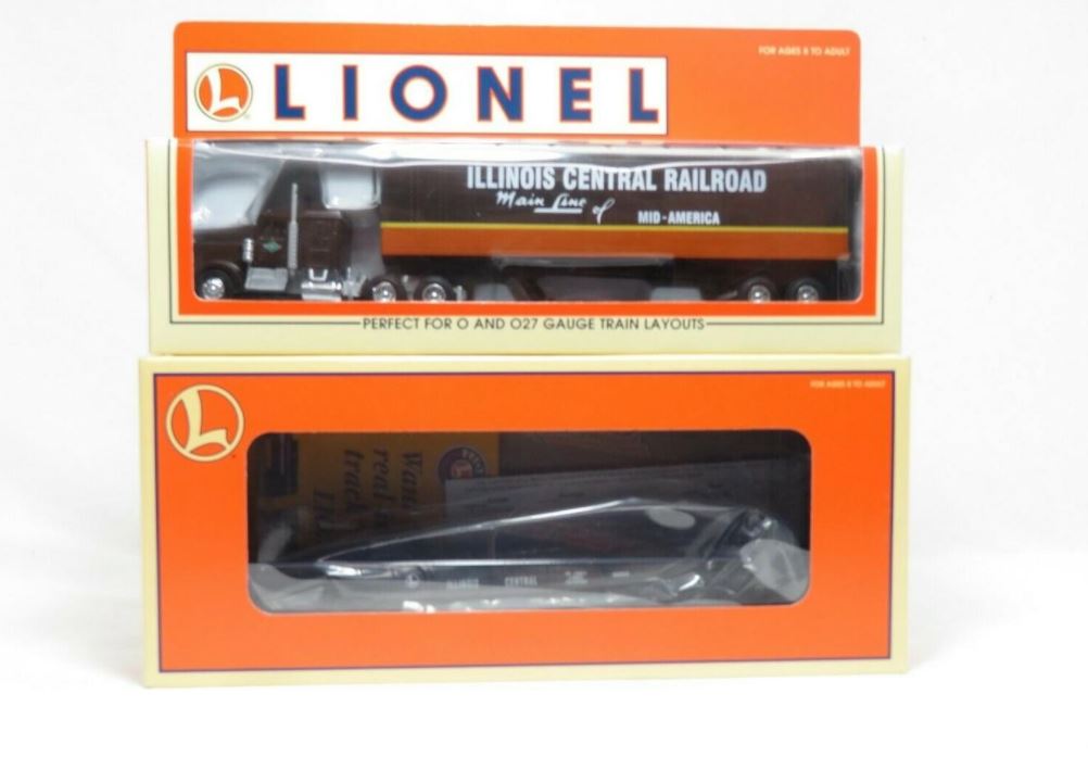 Lionel 6-52190 O Illinois Central Flatcar w/IC Tractor Trailer NIB