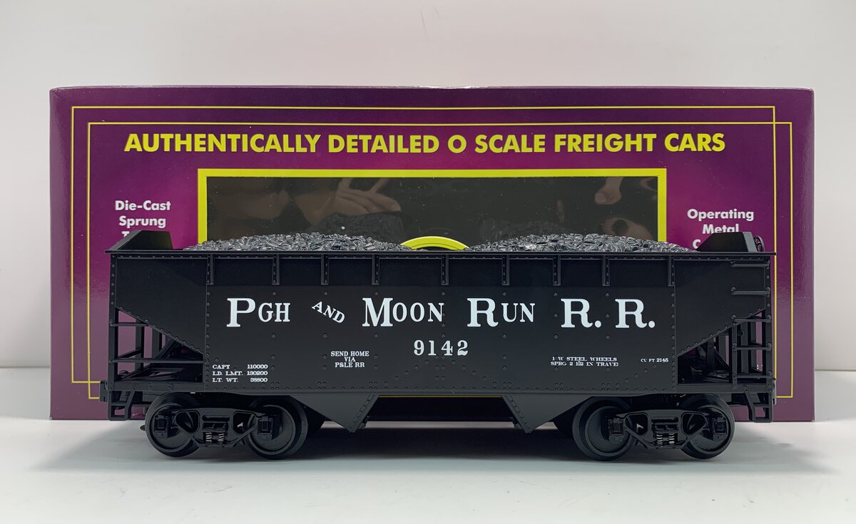 MTH 20-97487 O P&MR Offset 2-Bay Hopper Car w/Coal Load #9142 NIB