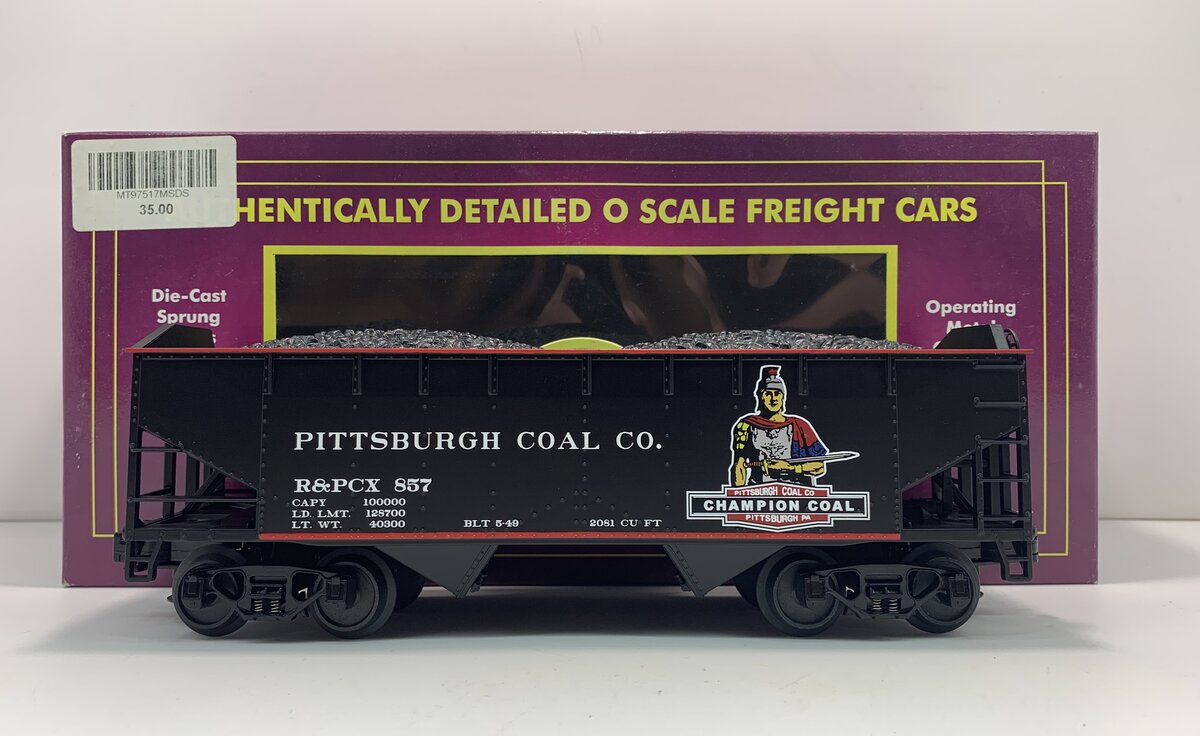 MTH 20-97517 O Pittsburgh/Champion 2-Bay Offset Hopper Car w/Coal Load #857 LN/Box
