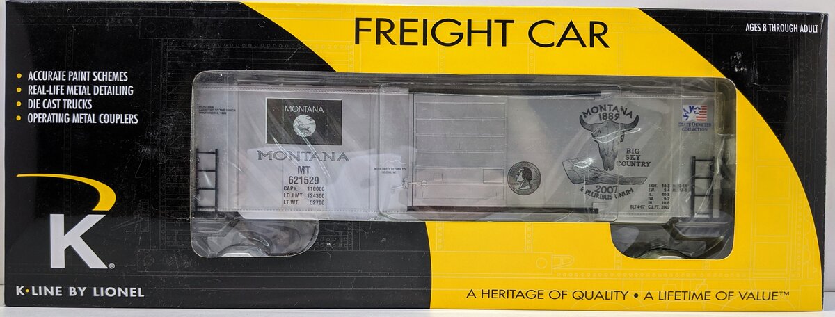 K-Line 6-21529 O Gauge Montana State Quarter Bank Boxcar EX/Box