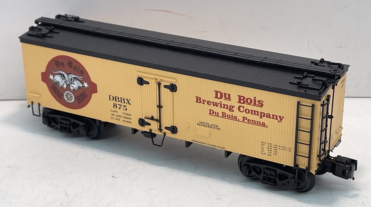 MTH 20-5609B O Gauge Du Bois Brewing Company 36" Woodsided Reefer Car EX/Box