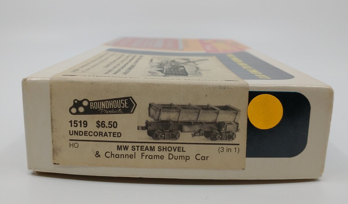 Roundhouse 1519 HO Undecorated Steam Shovel & Channel Frame Dump Car 3-in-1 Kit EX/Box