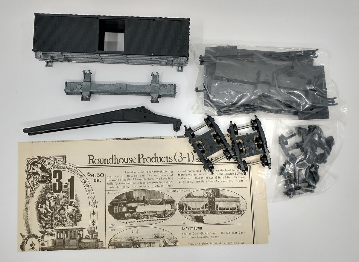 Roundhouse 1519 HO Undecorated Steam Shovel & Channel Frame Dump Car 3-in-1 Kit EX/Box