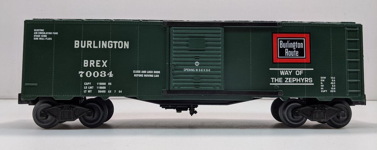 Williams WAL43 O Gauge Burlington Route (Green) Box Car #70034 NIB