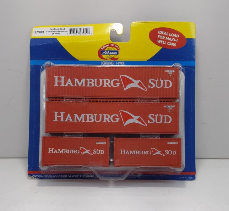 Athearn 27900 HO Scale Hamburg Sud Container Assortment (Pack of 4)