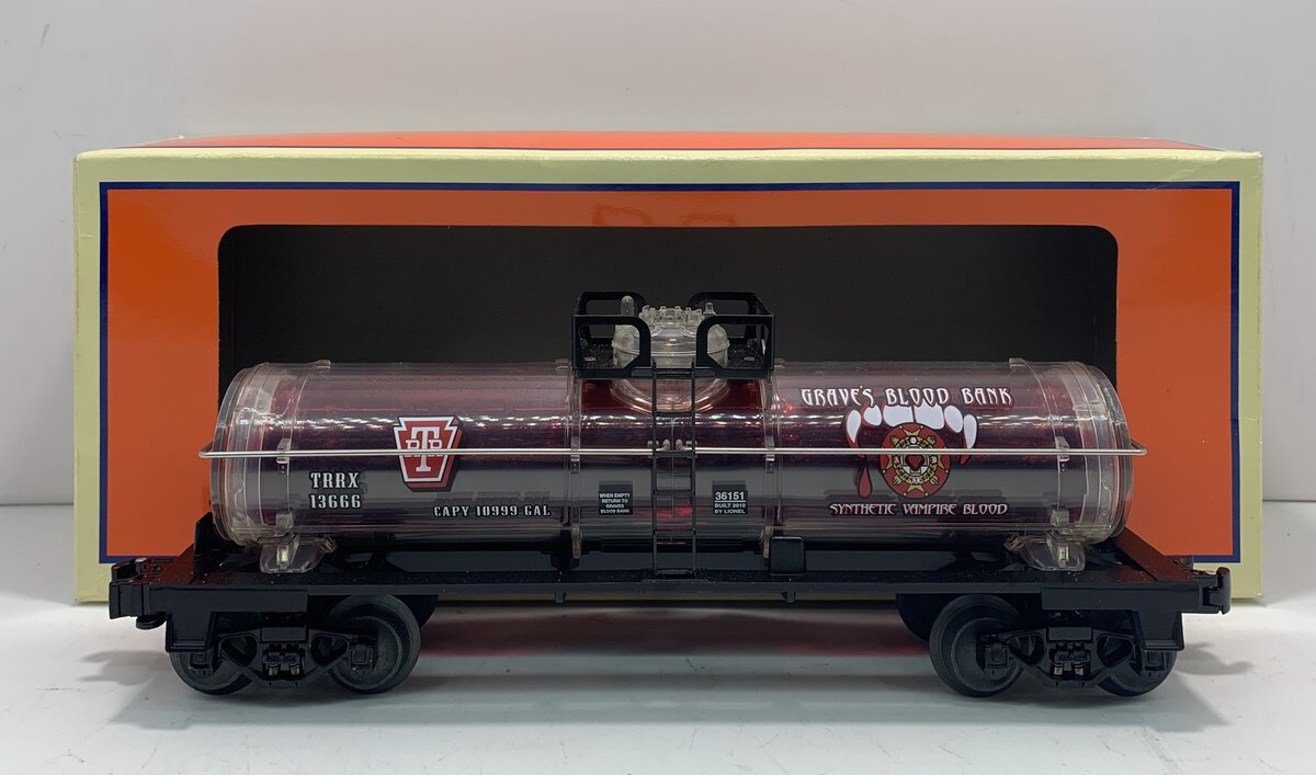 Lionel 6-36151 O Gauge Halloween Graves Blood Bank Tank Car LN/Box