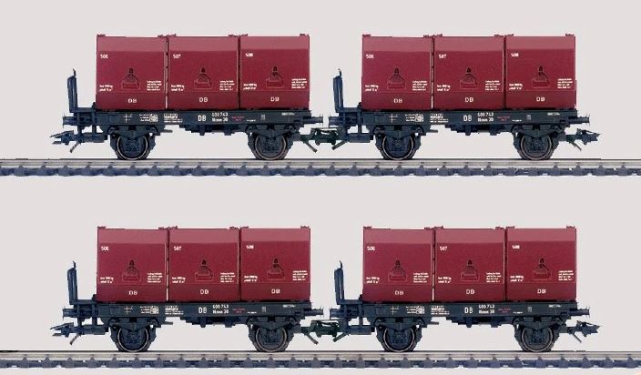 Marklin 48270 HO Scale Deutsche Bahn Flatcar Set with Brown Vats LN/Box