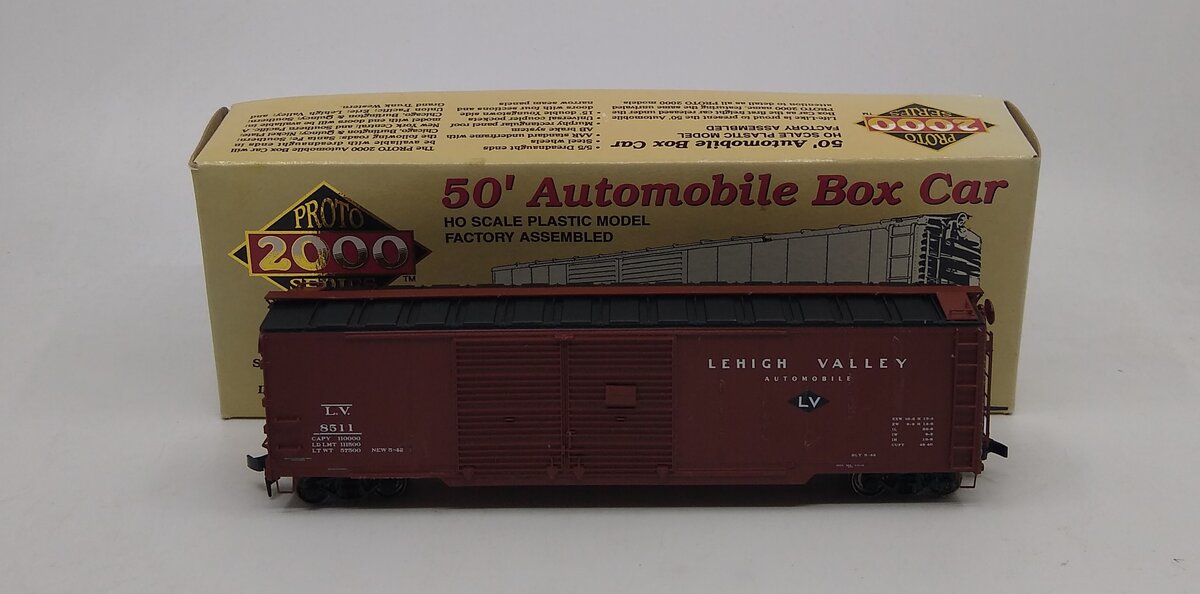 Proto 2000 8511 HO Lehigh Valley 50' Automoblie Box Car w/end Doors LN/Box