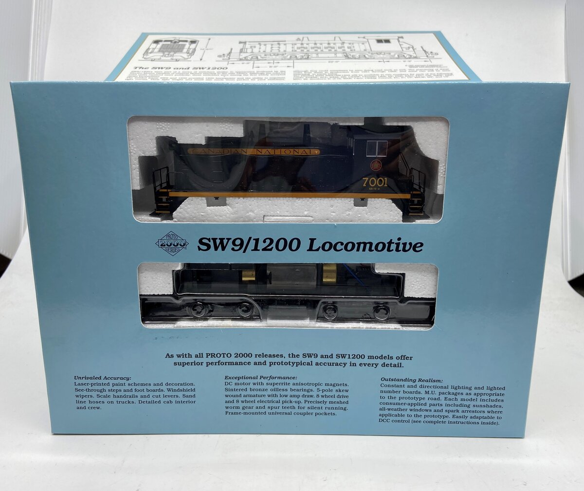 Proto 2000 88009 HO Canadian National SW9/1200 Diesel Locomotive #7001 MT/Box