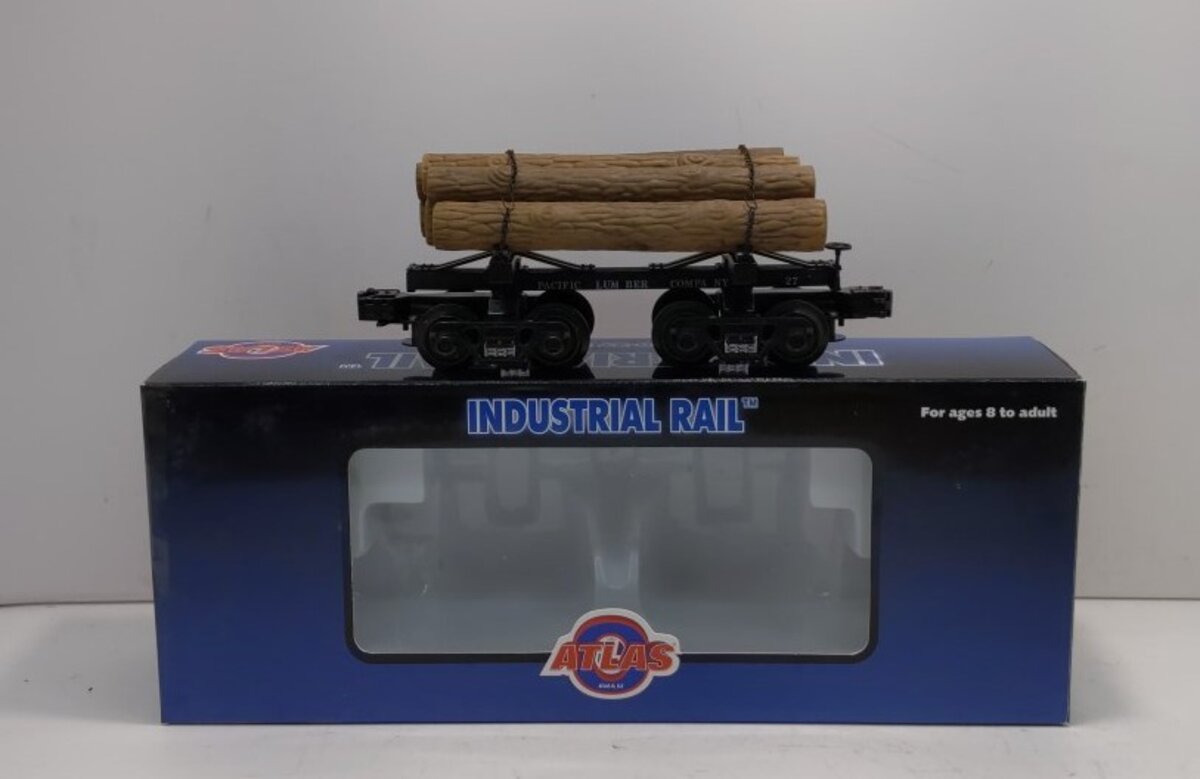 Atlas 1004002-2 O Scale Skelton Log Car Pacific Lumber Company w/ Log Load NIB