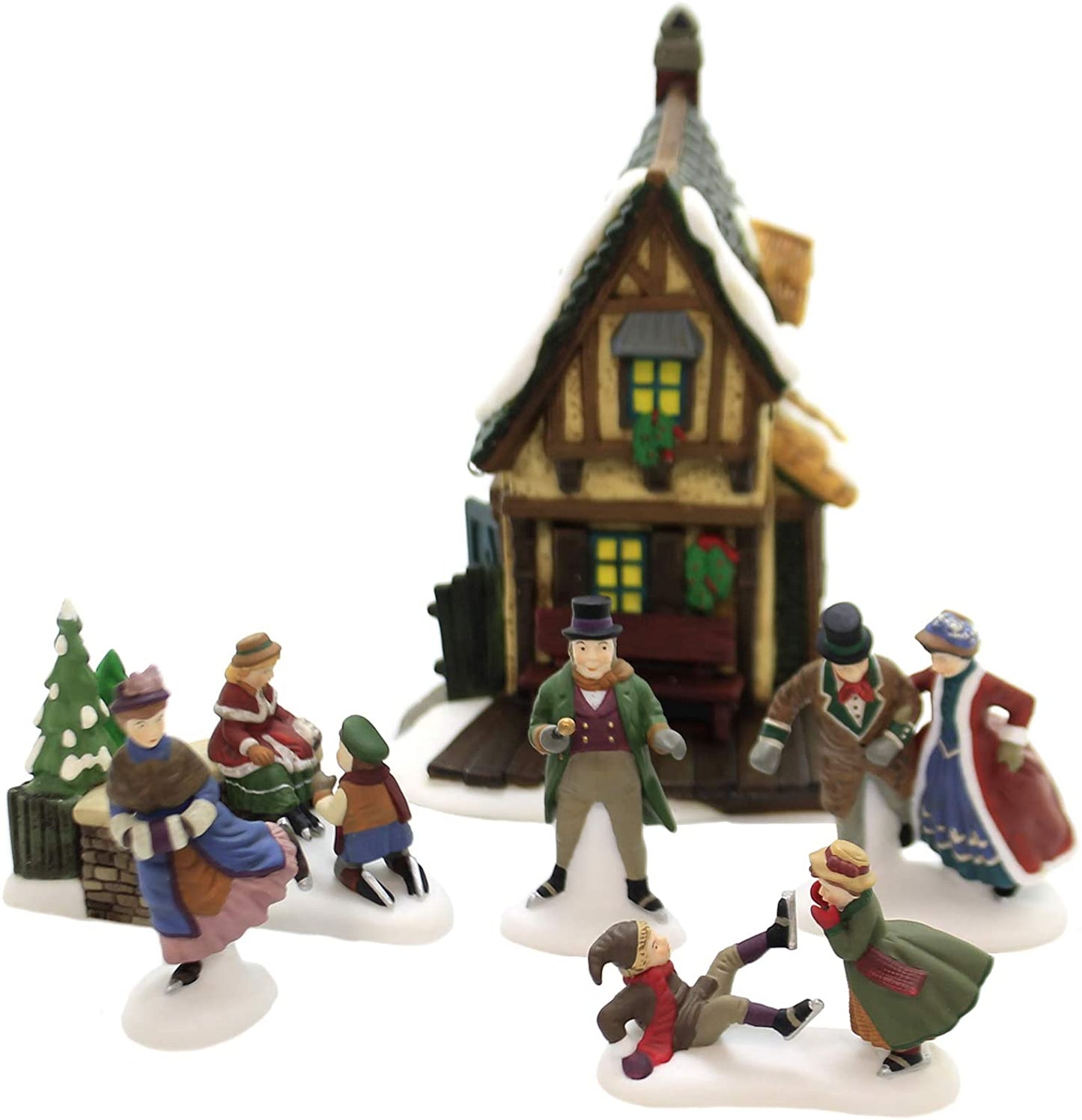Dept 56 58405 Heritage Village "Ashley Pond Skating Party" Procelain Set LN/Box