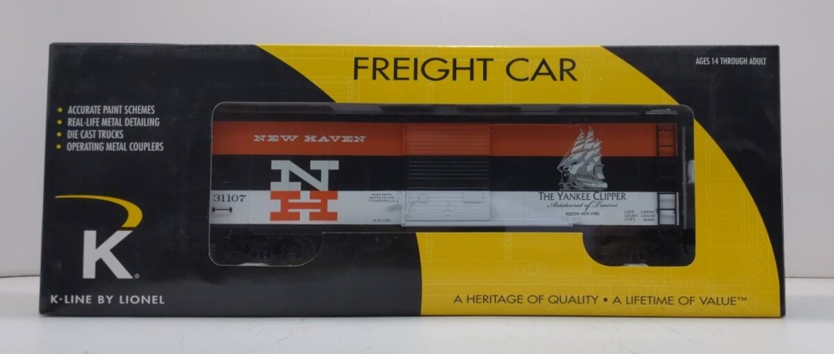 Lionel K-Line 6-22680 O Gauge New Haven Yankee Clipper Boxcar #31107 NIB