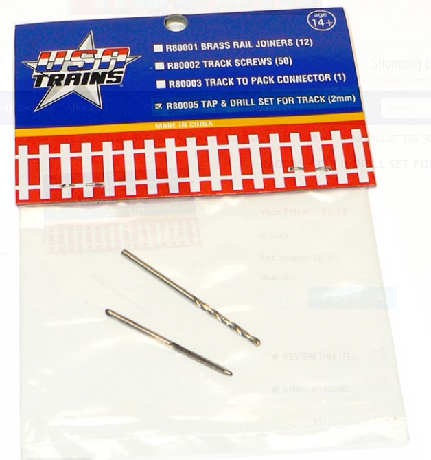 USA Trains R80005 G Scale Tap & Drill Set For Track [2mm]