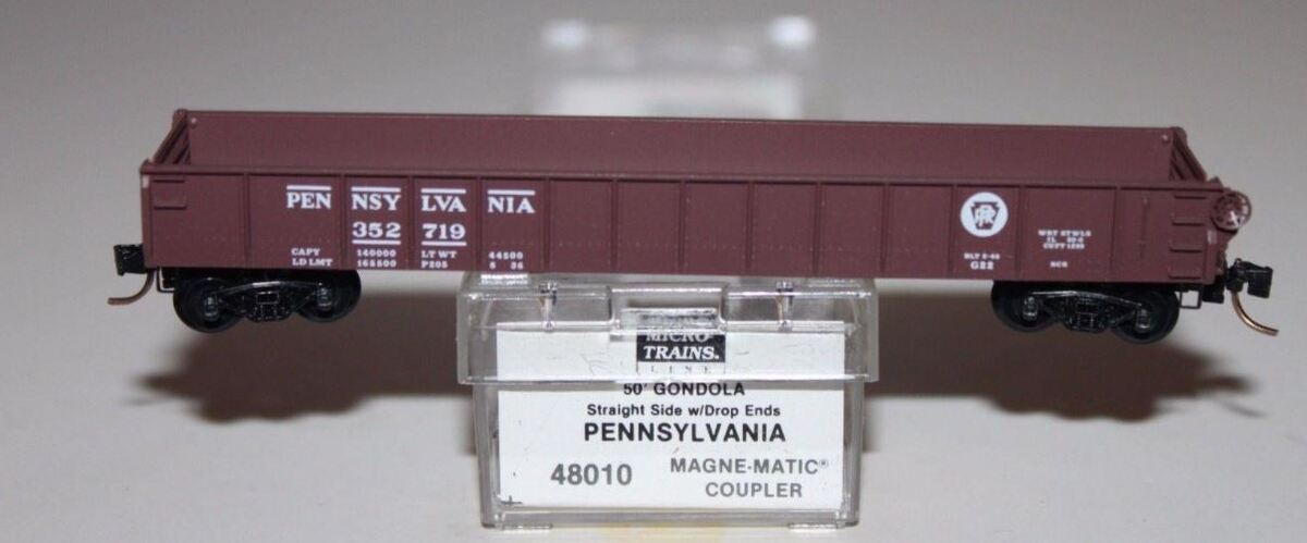 Micro-Trains 04800010 N Scale PRR 50' Straight Side Gondola w/Drop Ends #352719 LN/Box