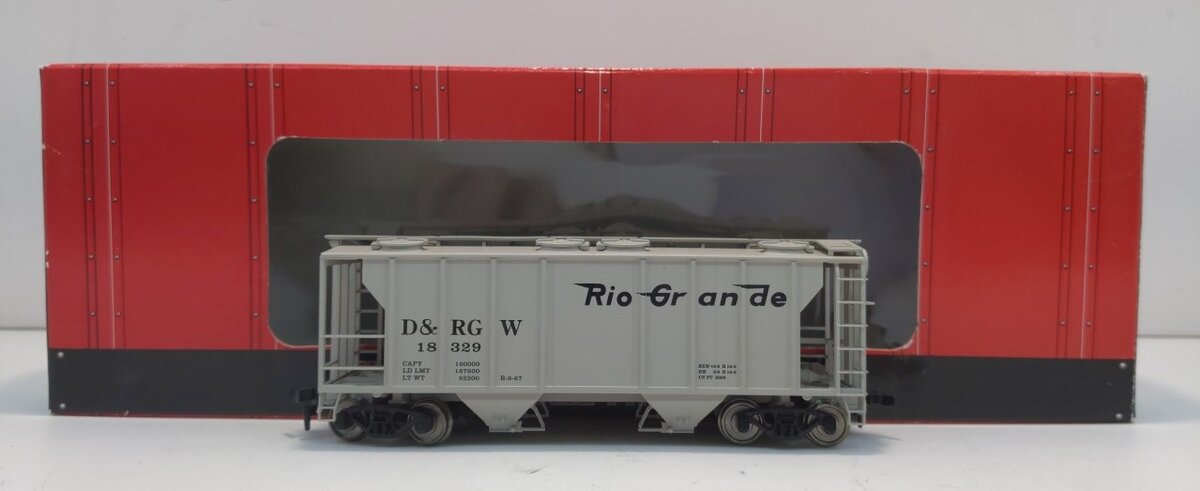 Atlas 1811 HO Scale Rio Grande PS-2 2 Bay Covered Hopper #18329 LN/Box