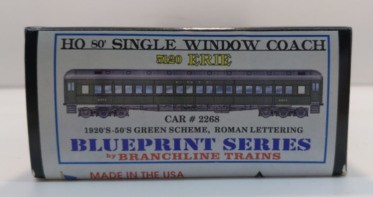 Branchline Trains 5120 HO Scale Erie 80' Single Window Coach #2268