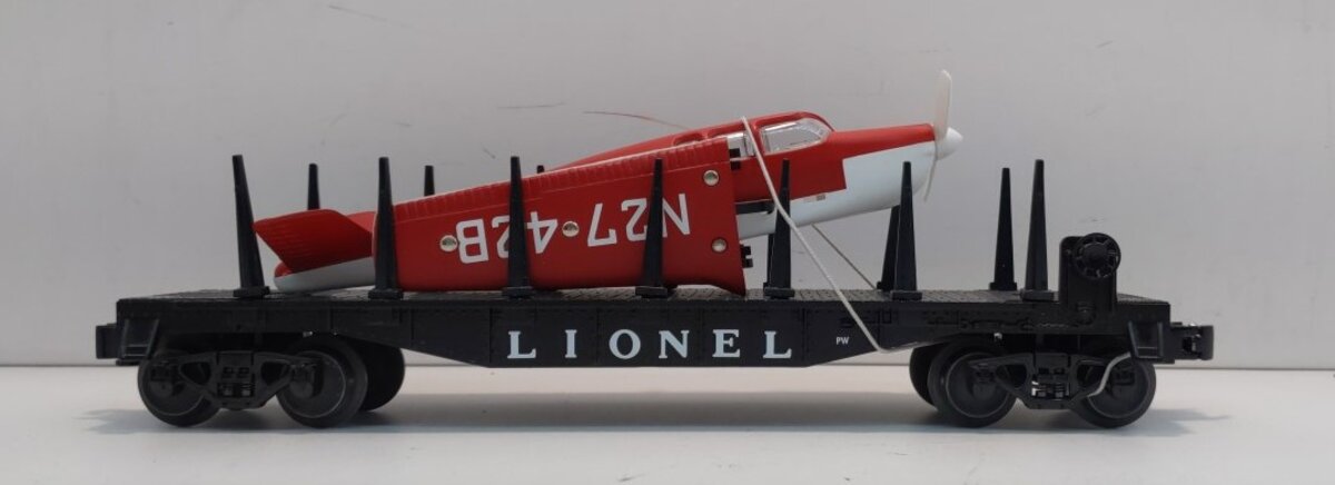Lionel 6-29461 O Gauge 6500 PWC Flatcar w/ Airplane Red & White LN/Box