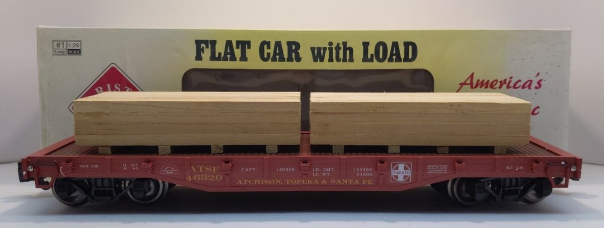 Aristo-Craft 46320 G Atchison Topeka & Santa Fe Flat Car w/Load (Metal Whels) LN/Box