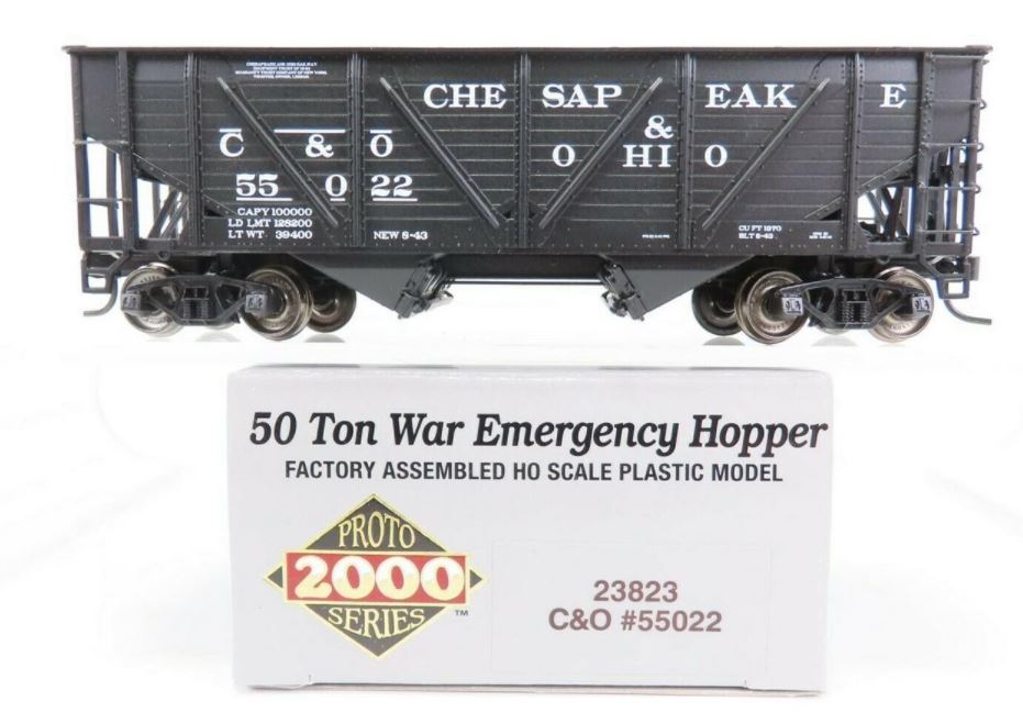 Life Like 23823 HO Proto 2000 C&O 50 Ton War Emergency Hopper #55022