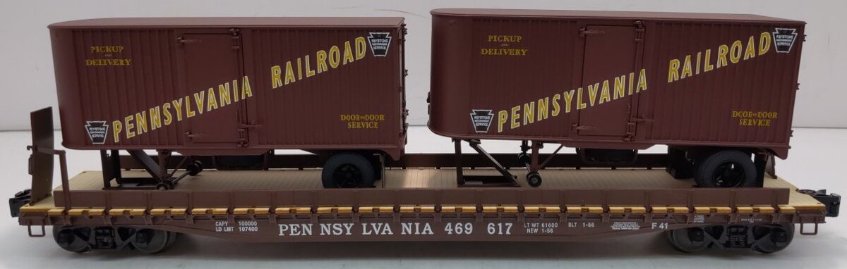Lionel 6-17582 O Gauge Pennsylvania PS-4 Flatcars w/ Piggyback Trailer #469617 LN/Box