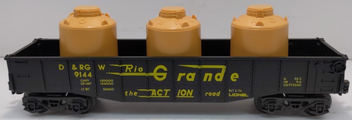 Lionel 6-9144 O Gauge Denver & Rio Grande Western Gondola #9144 LN/Box