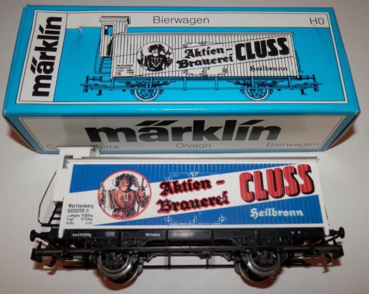 Marklin 4780 HO Scale Aktien Branerei Cluss Beer Car #600019 LN/Box