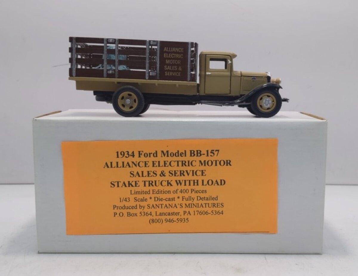 Santanas Miniatures Alliance Electric Motor 1934 Ford Stake Truck w/Load